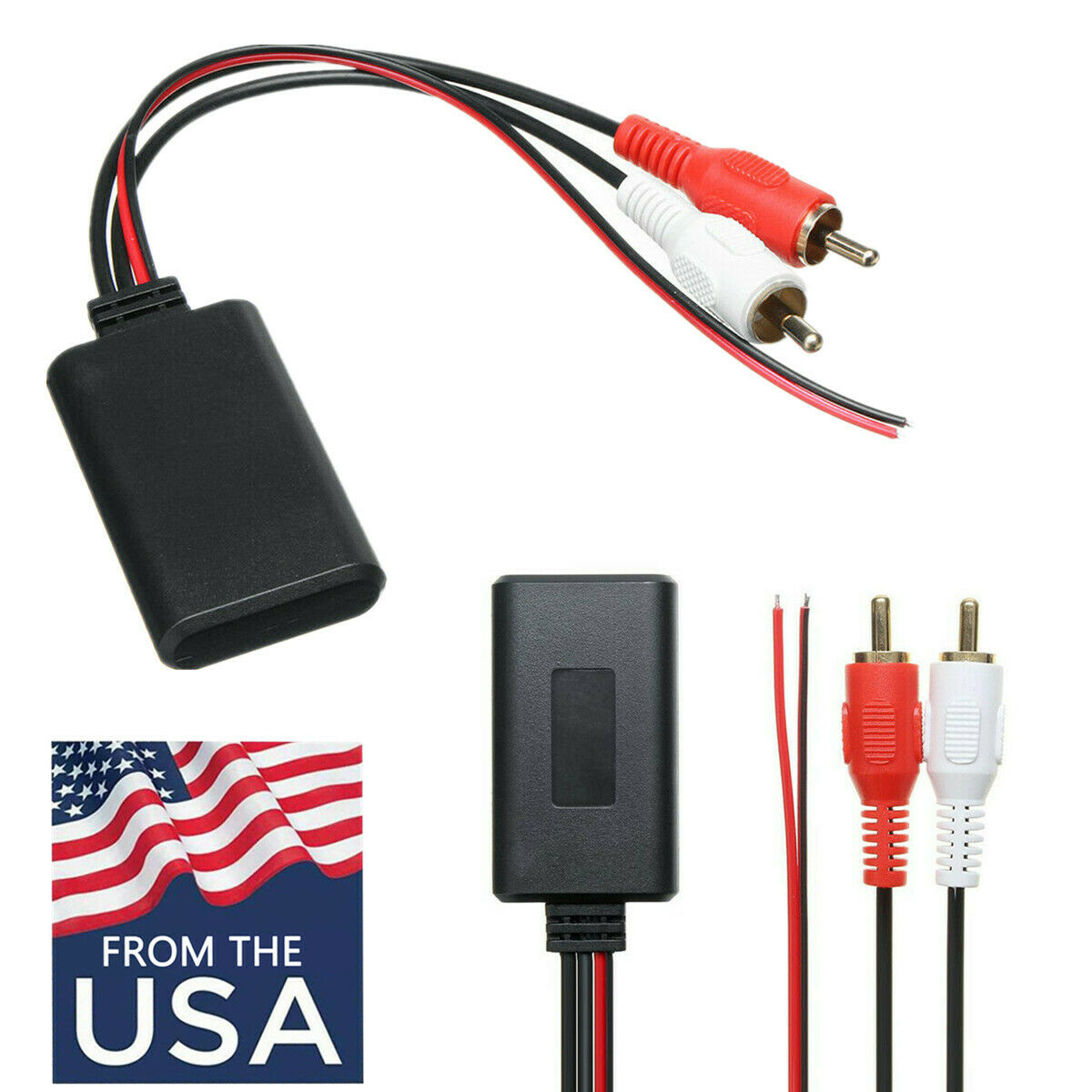 Bluetooth 2RCA Port AUX Cable Adapter Wiring Module Insert To the Back Radio