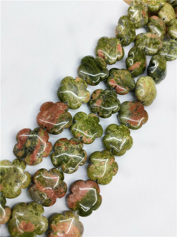 1 Strand 16x6mm Natural Unakite Jasper Flower Spacer Loose Beads 15.5inch HH102