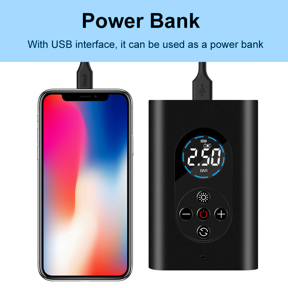 Auto Air Compressor LED Light 150PSI Electric Wireless Tire Inflator Air Pump
