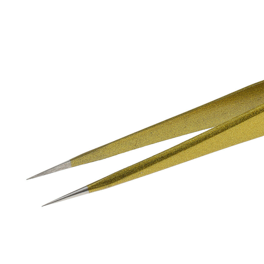 Stainless Steel False Eyelash Extension Tweezers Clip Curved + Straight Head