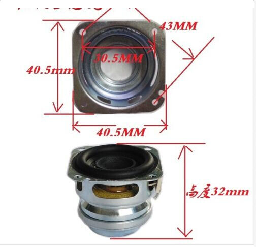 2pcs 1.5"inch 40mm 4Ω 8W Full range speaker Loudspeaker HIFI Audio parts Square