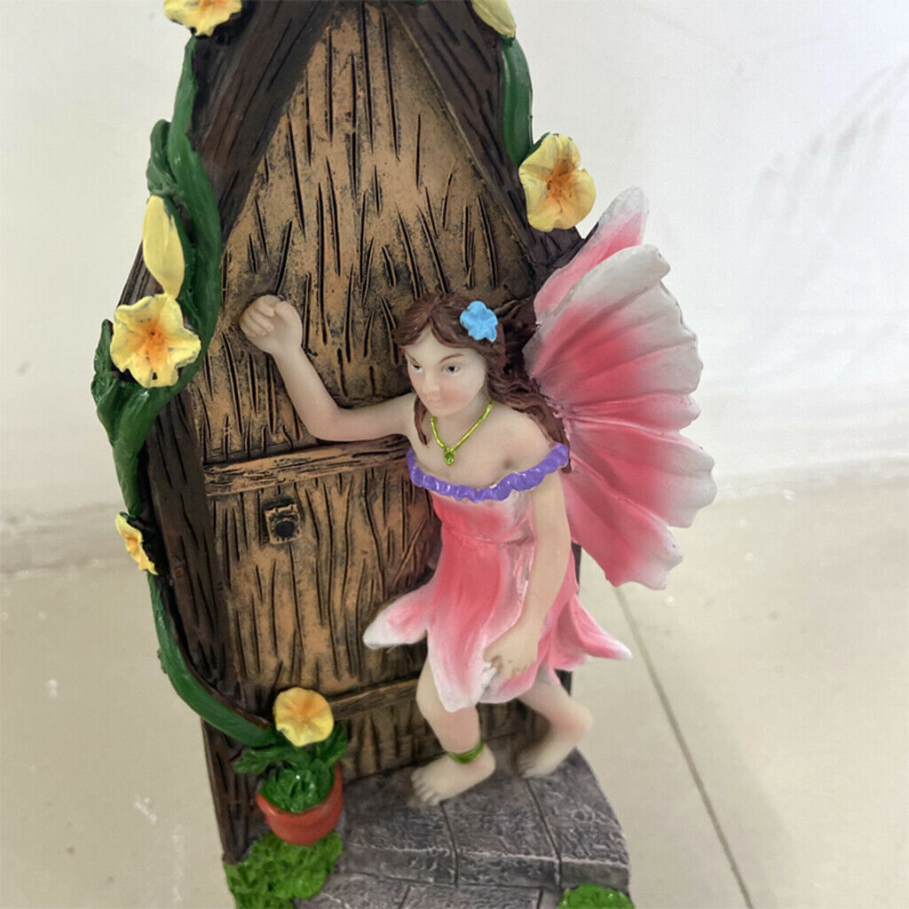 Large Fairy Door Elf Pixie Steps Wooden Stone Magical Garden Outdoor Decor