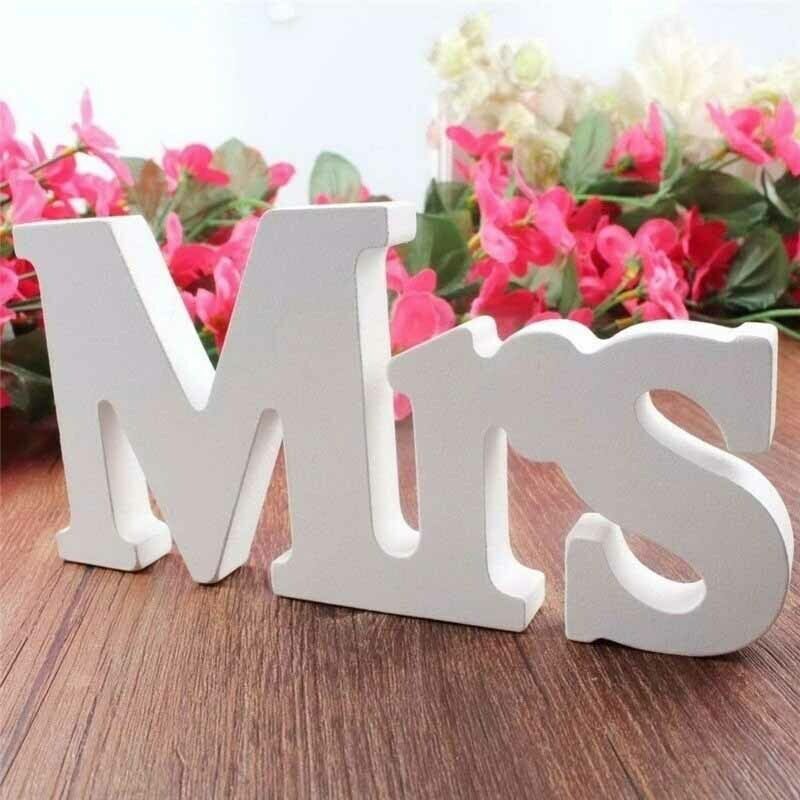 1Set White Mr & Mrs Letters Sign Wedding Party Banquet Table Seat Decoration