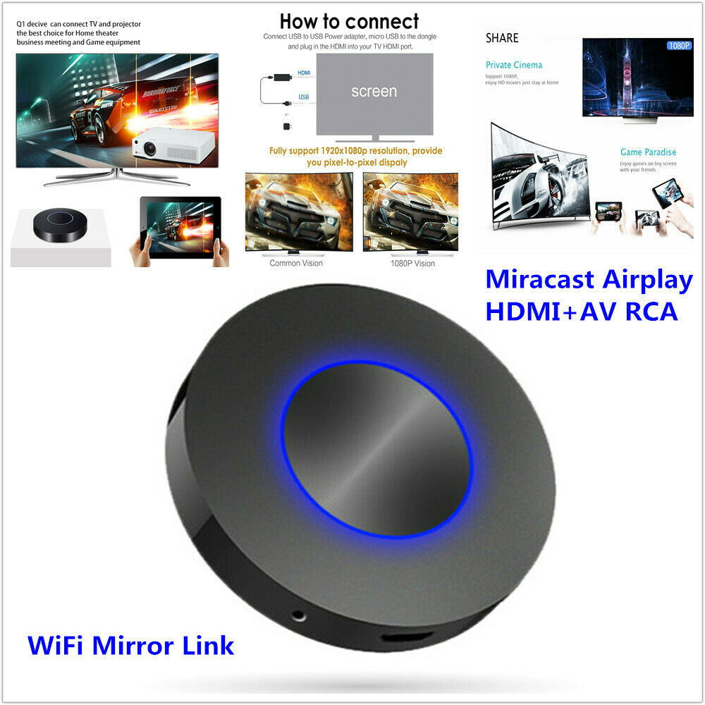 Car Home Media Player Airplay HDMI+AV RCA TV WiFi MirrorLink Screen Video Dongle