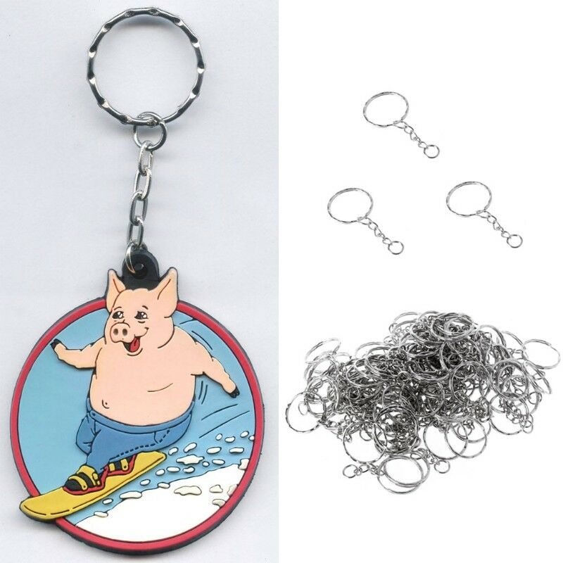 100pcs/set 25mm Keyring Keychain Split Ring Short Chain Key Fob DIY Rings Craft