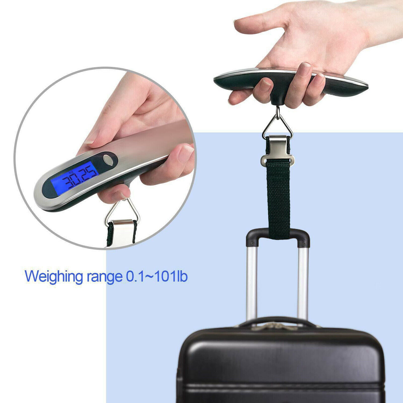 Handhled Digital Luggage Scale 50KG/110 LB Stainless Steel for Travelers