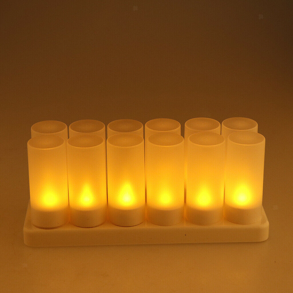12pcs Rechargeable LED Electronic Candle Light Flameless Flickering Candles