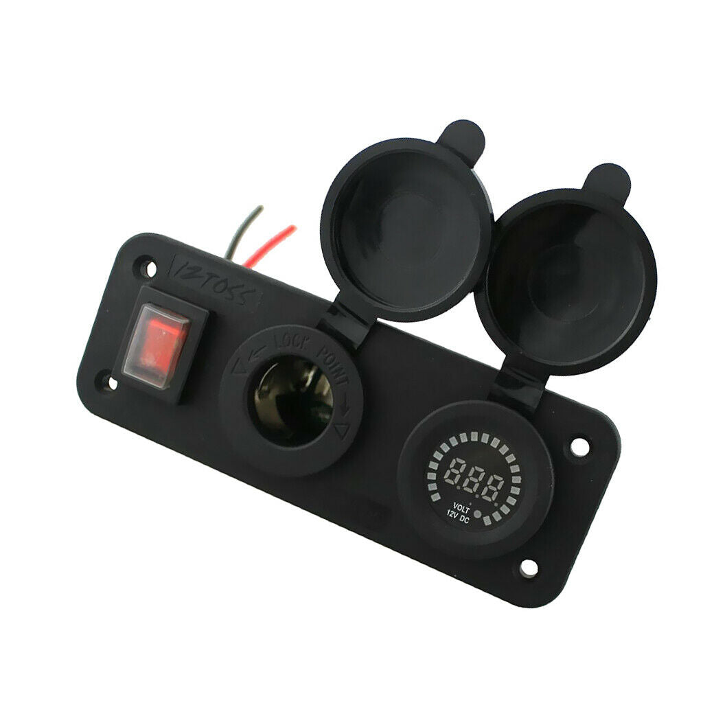 Waterproof Car Marine Boat Cigarette Lighter Socket & Voltmeter with Switch