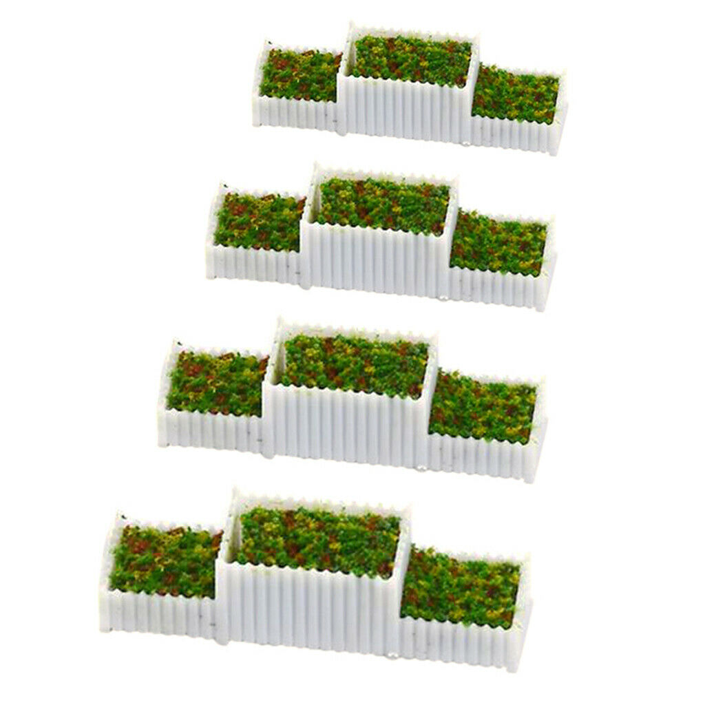 5x OO 1:75 E Shape Flower Beds Miniatures Set for Sandtable Train Decor Accs