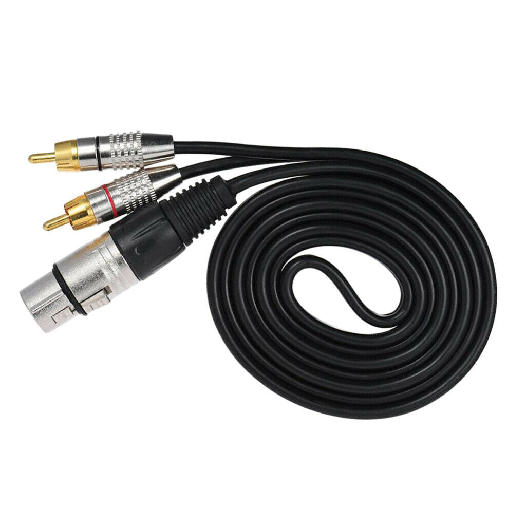 Double RCA Male to XLR Female Jack Speaker Cable Connector Adapter Cord 1M