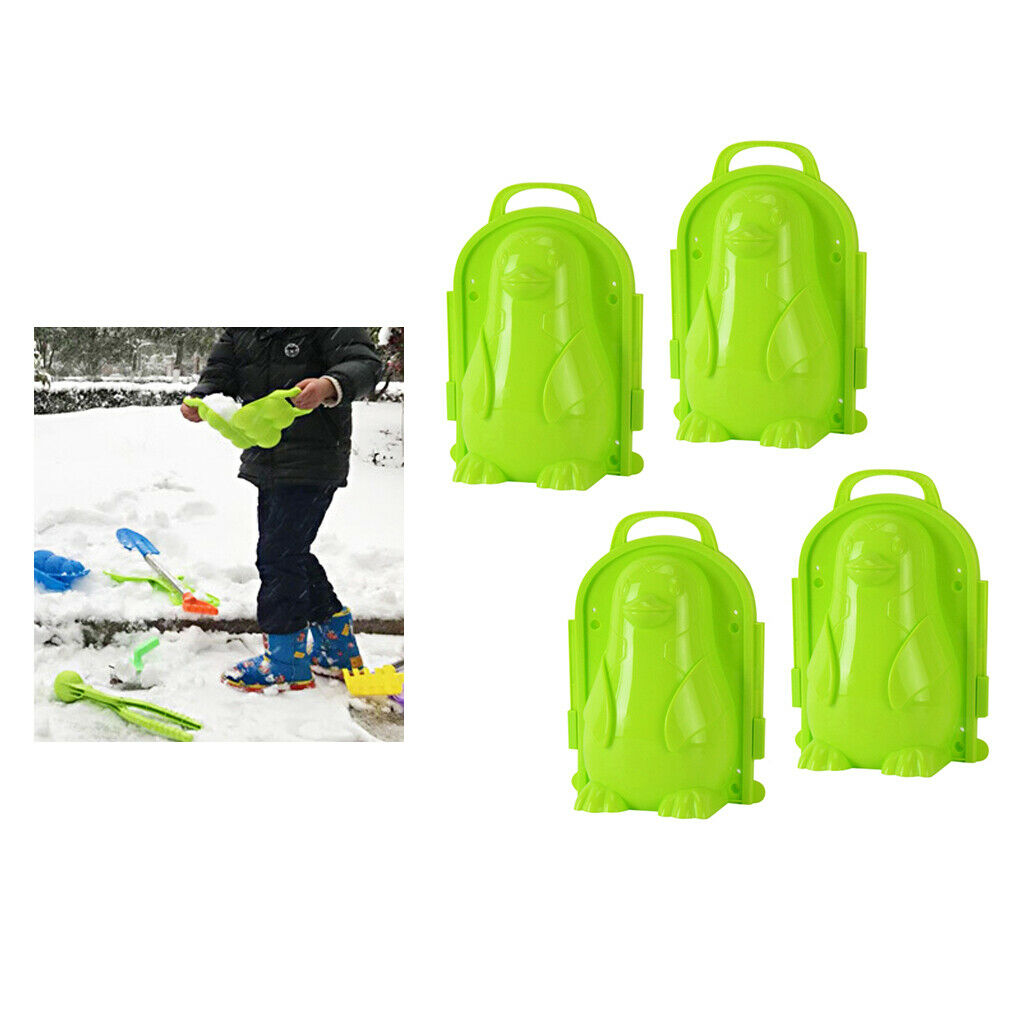 4 Pack Plastic Snowball Clip Tool Winter Fight for Children Adults Green