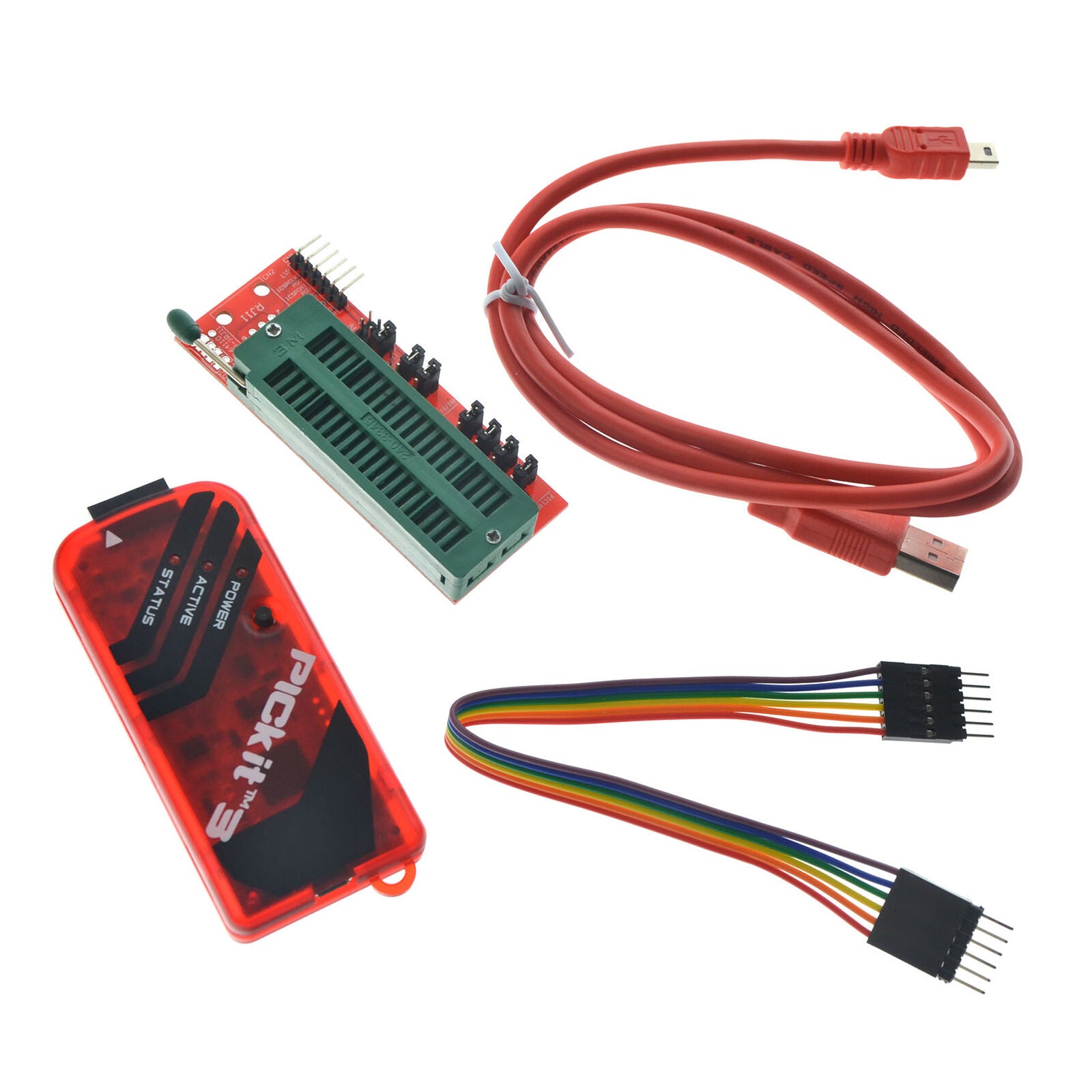 For PICKit3 Kit Programmer with USB cable, wires Pic Kit 3 and ICSP Socket