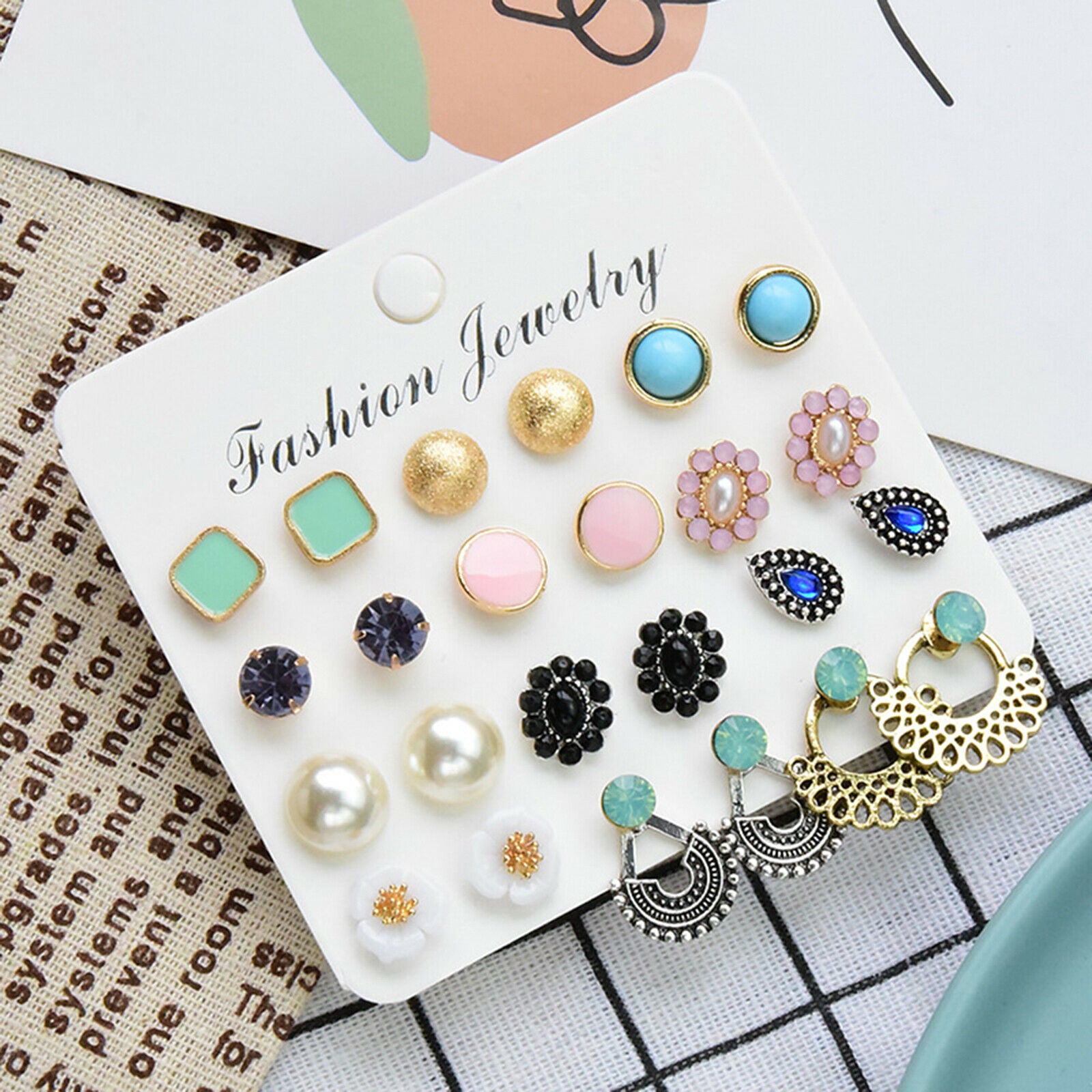 12 Pairs Hoop Earrings Ear Cuff Set for Women Jewel Lightweight