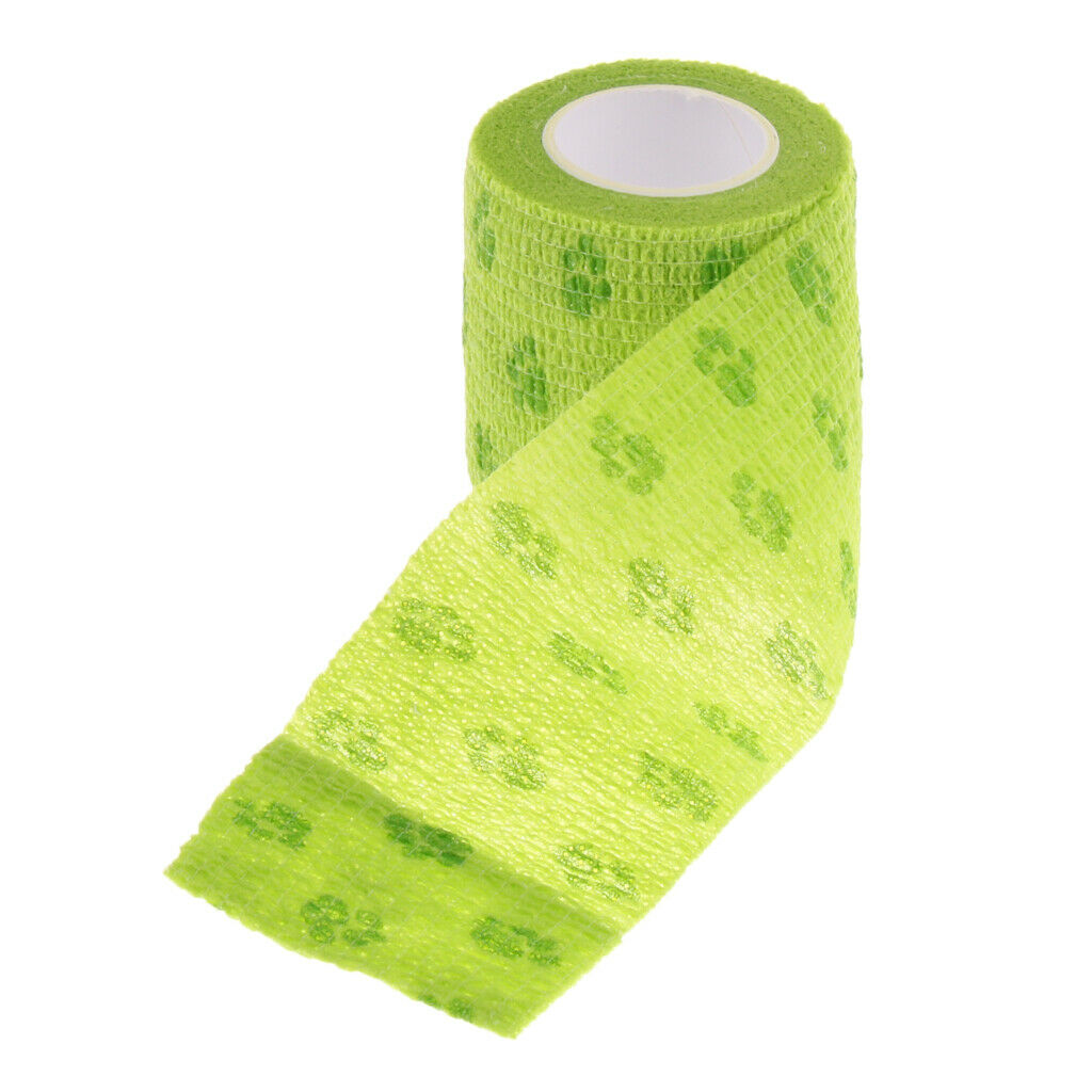5 Pieces Non Woven Pet Dog and Cat Wound Self Adhesive Bandage Tape Green L
