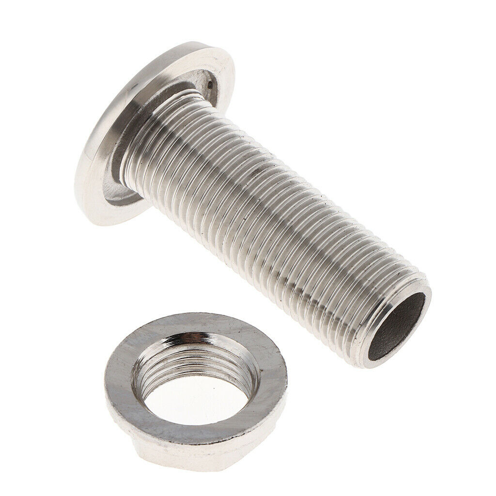 Boat Thru Hull Fitting 1/2" Hose Barb Drain - Marine 316 Stainless Steel
