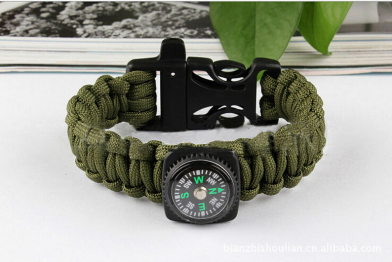 Paracord Survival Bracelet Compass Whistle Camping Gear/Ki.l8