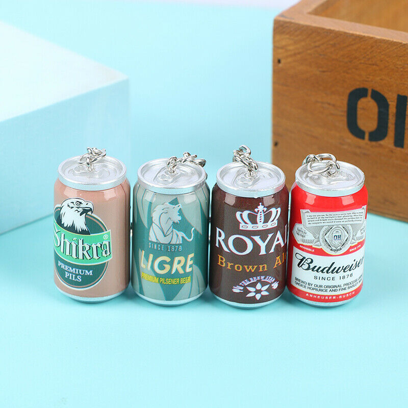 Simulation Beer Cans Keychain Tide Bag Backpack Car Key Pendant KeyringA KX
