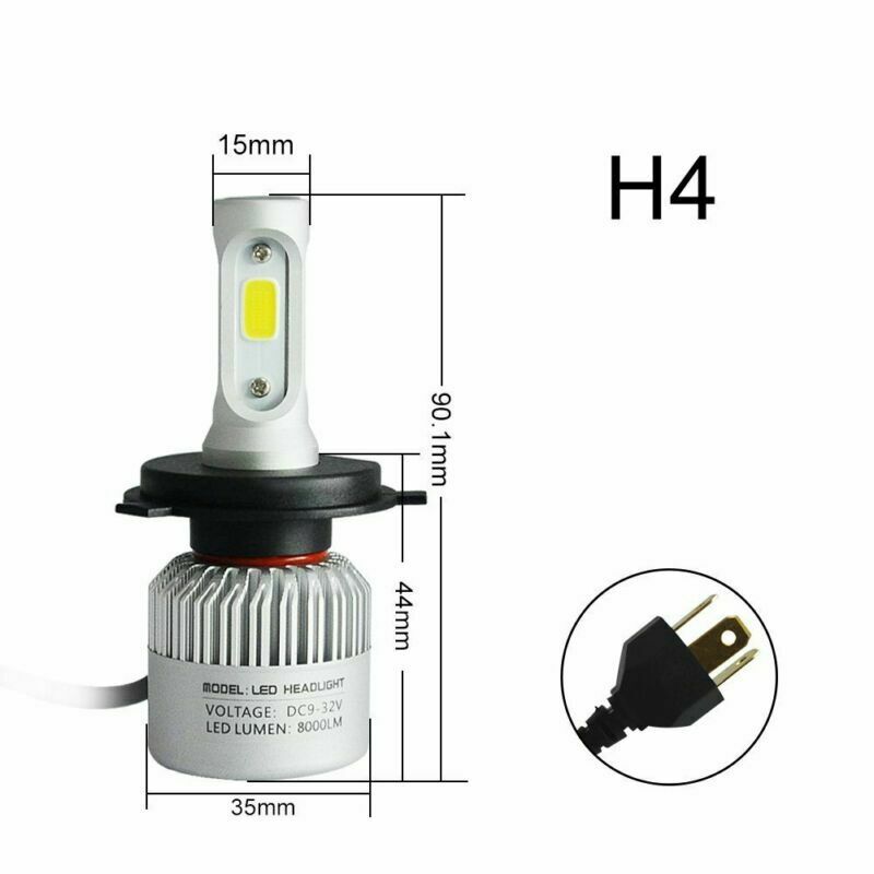 2PC Car LED H4 HB2 Hi/Lo Dual Bulbs Fog Driving Headlight Kit 160W 16000LM 6000K