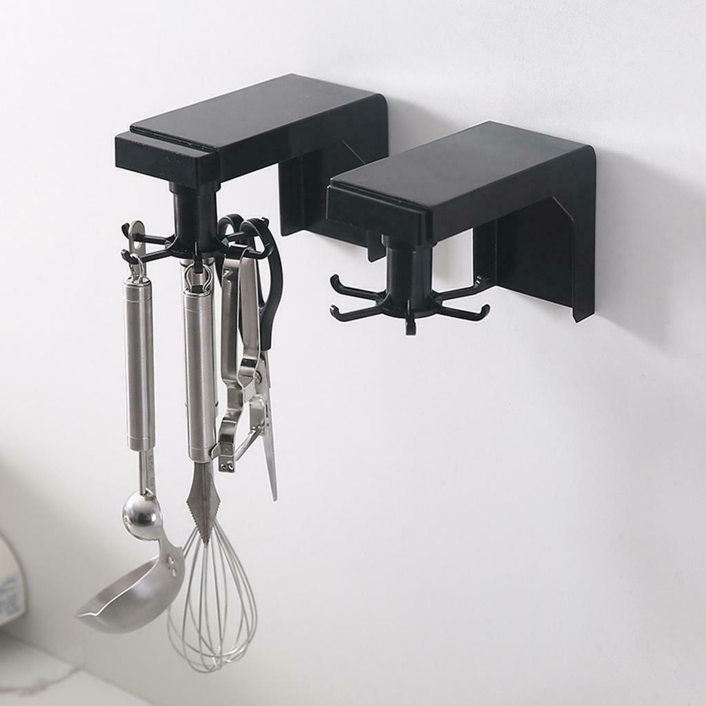 Rotating Utensil Holder Rack Kitchen Organizer Self Adhesive Space Saver