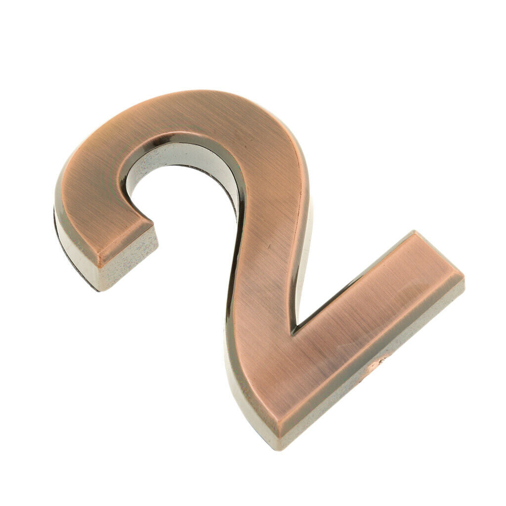 House Address Numbers Stand-Off Door Metal Sign Digits Chromed Plastic Number 2,