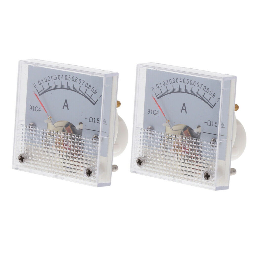 2Pcs/Set DC Analog Panel Mini AMP Meter Volt Gauge Tester Ammeter 91C4 0-1A