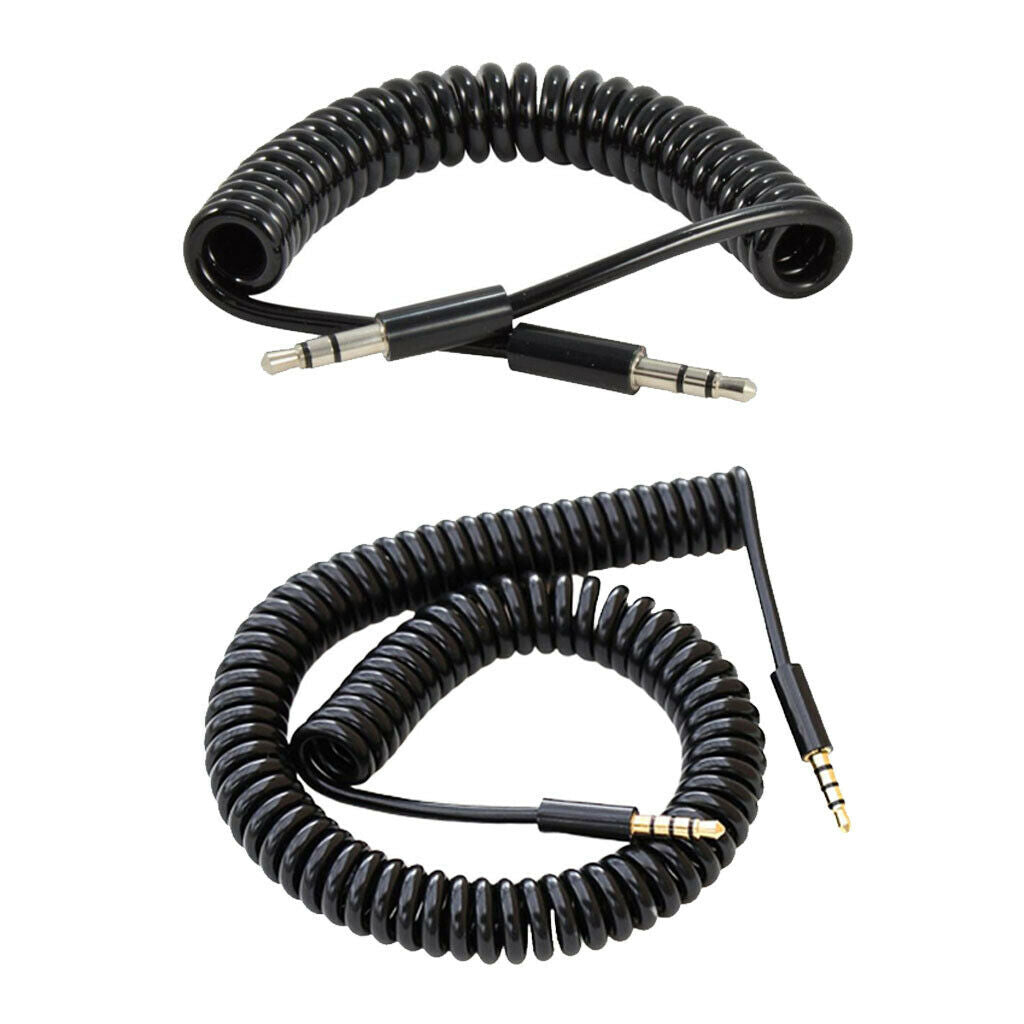 1 Pieces 3.5mm Male to Male Spring Cable Retractable Cables Nickel-plated