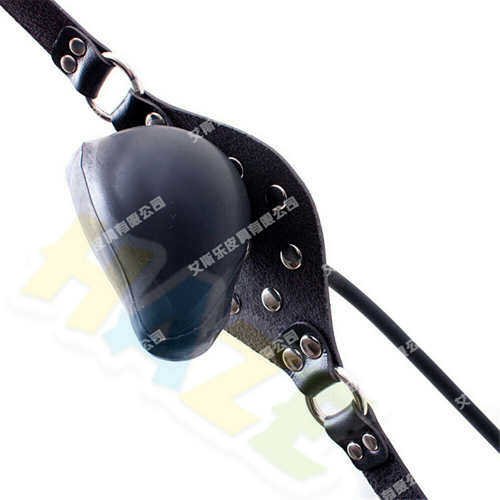 Bondage Inflatable Leather Ball Mouth Gag Choker Harness Ball Dribble Gag Slave