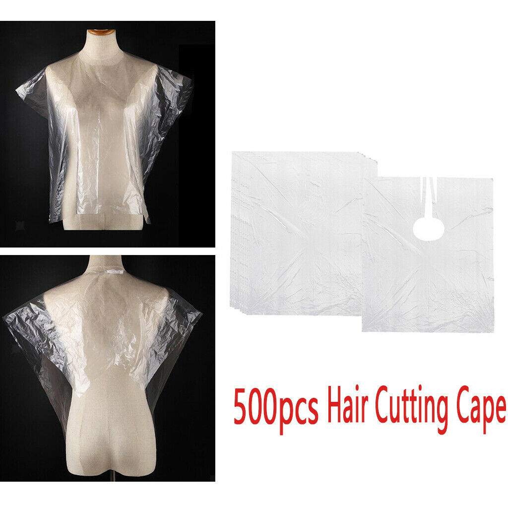 500 Salon Hair Cutting Cape Gowns Hair Dyeing Barber Apron Cloth Cover Clear