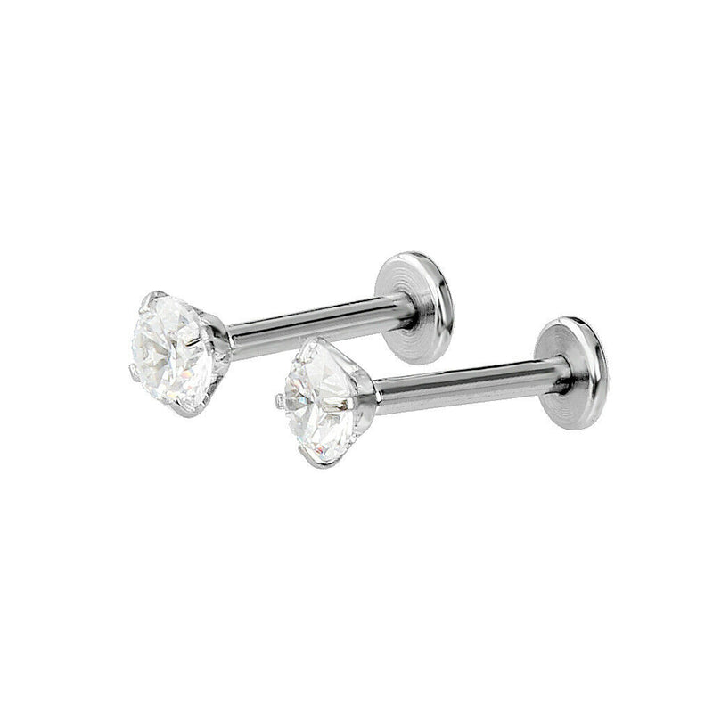 2x Crystal Rhinestone Nose Ring Bone Stud  Steel Body Pierce Jewelry