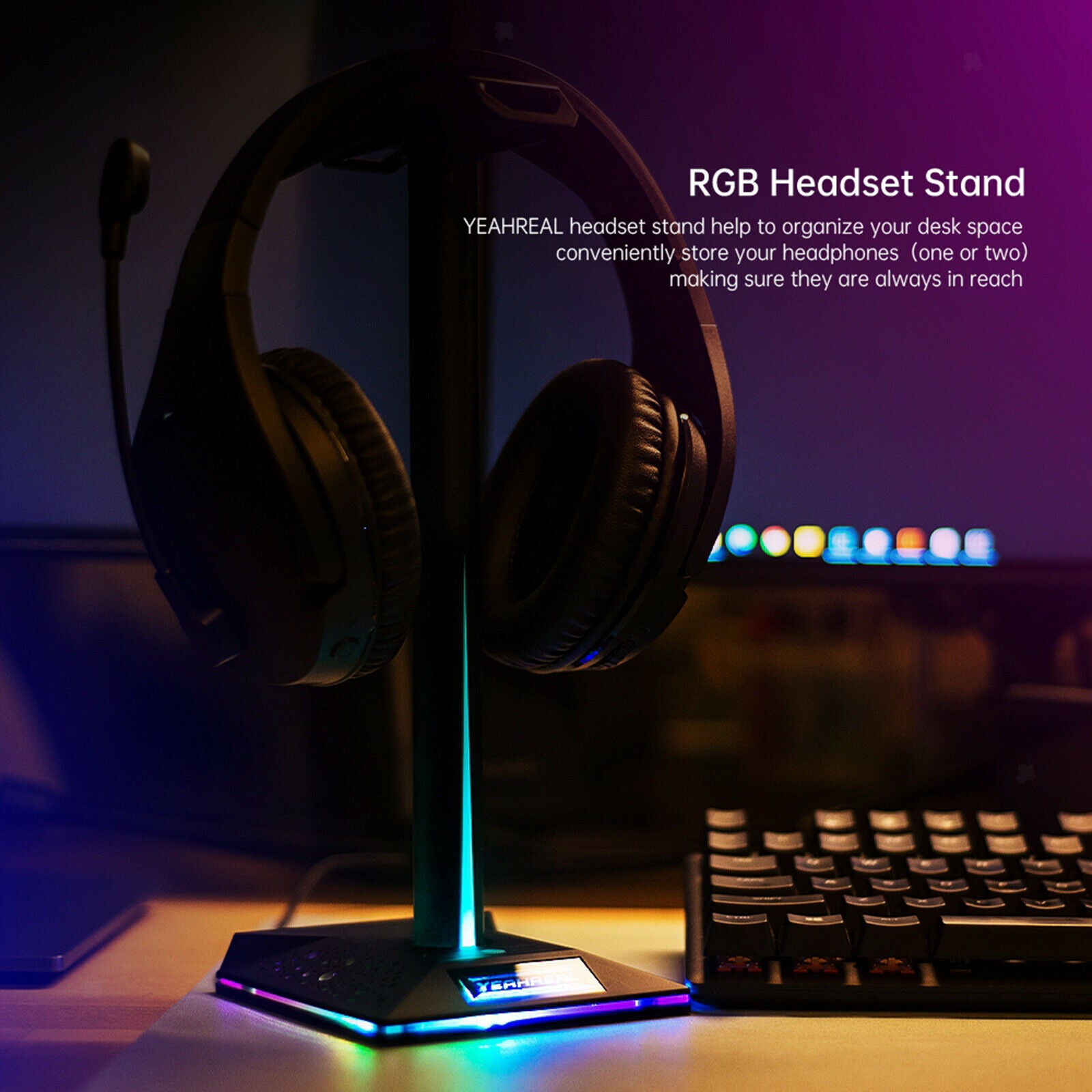 Universal RGB Earphone Headphone Dual Headset Stand Hanger Holder Bracket