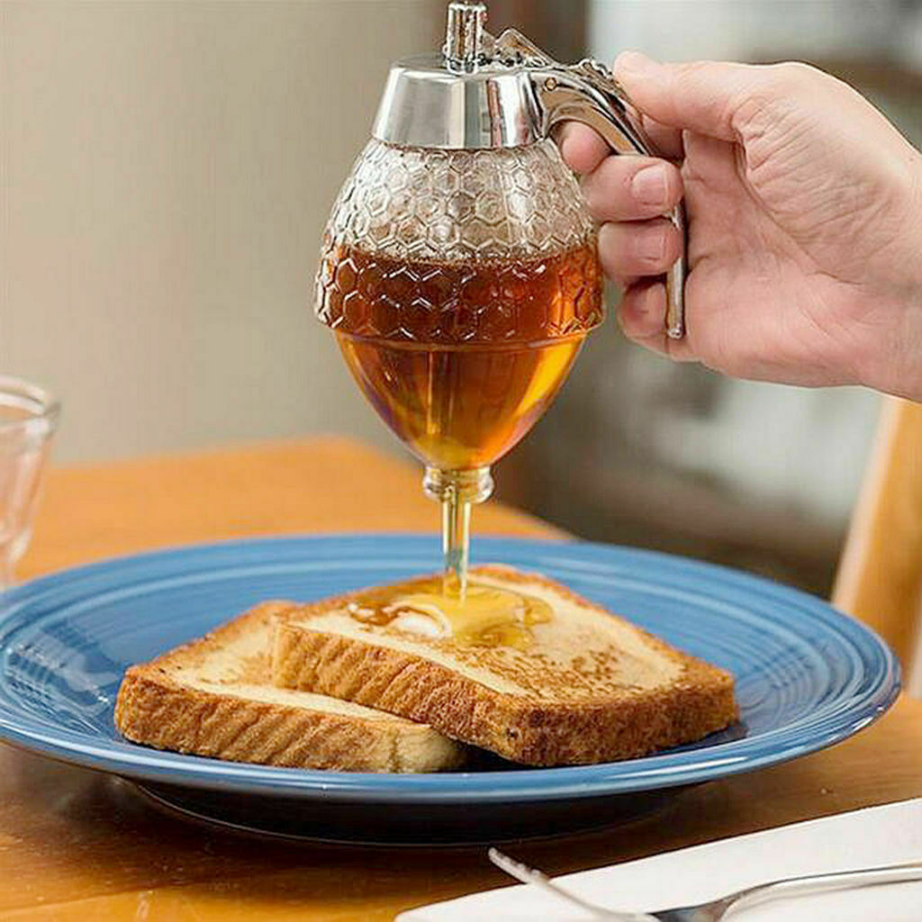 Honey Syrup Dispenser Jar Holds Cup Acrylic Container Home Kitchen 200ml
