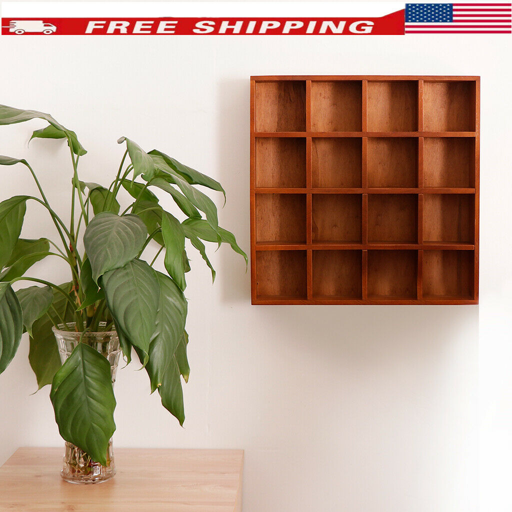 Wooden Organizer Wall Shelf Storage Cabinet Kitchen Shelf CD Shelf with 16