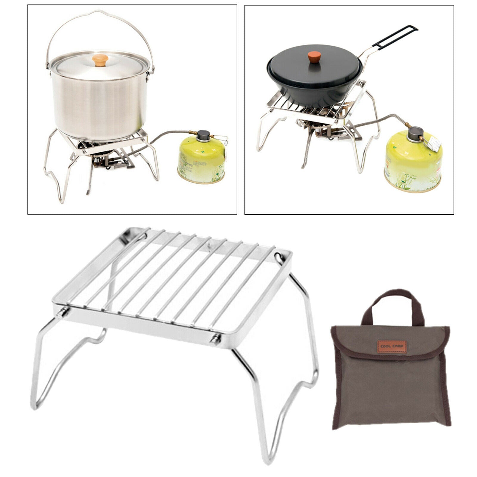 Mini Folding Campfire Grill Grate for Picnics Backpacking Outdoor wITH Bag