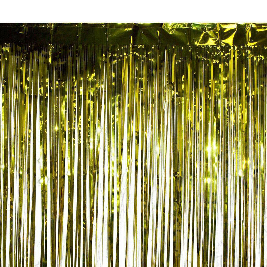 Metallic Fringe Curtain Party Foil Tinsel Home Room Door Decoration Blue
