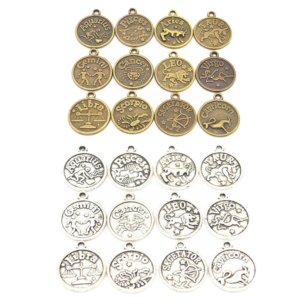 Wholesale 24 delicate 12 zodiac Charm Pendant beaded Jewelry Findings Crafts