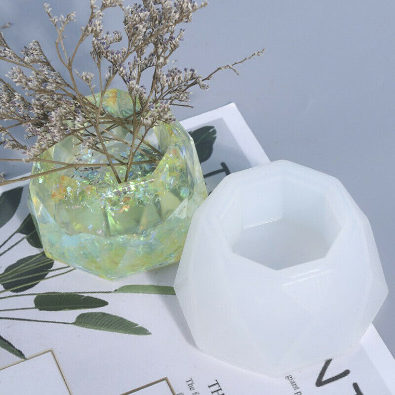3pcs Geometric Diamond Shaped Surface Succulent Plant Flower Pot Silicone M JY