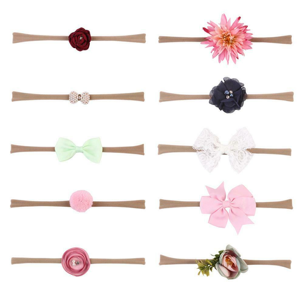10pcs/Bag Baby Girls Headbands Lace Elastic Photo Photography Prop Hairband @