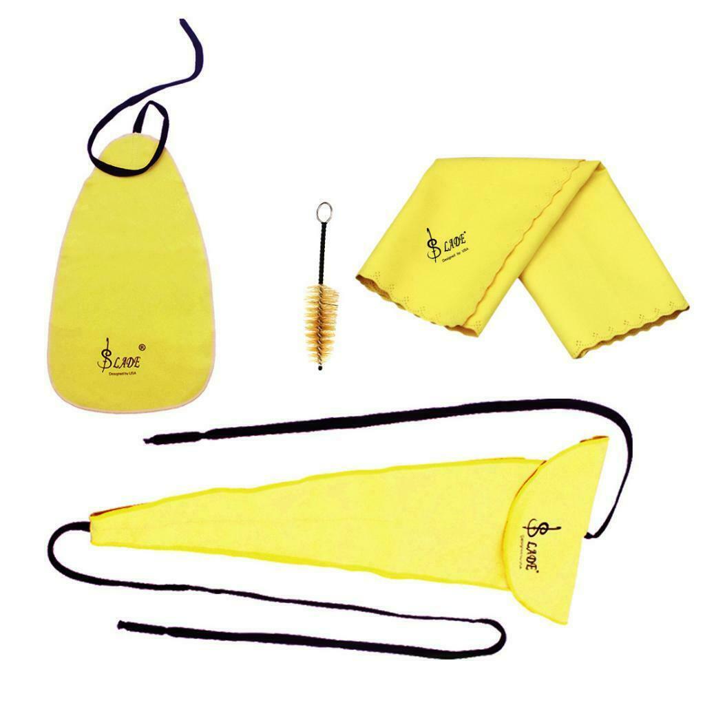 Set of 4 Saxophone Cleaning Kit Water-Absorbing Clean Cloth Mouthpiece Brush