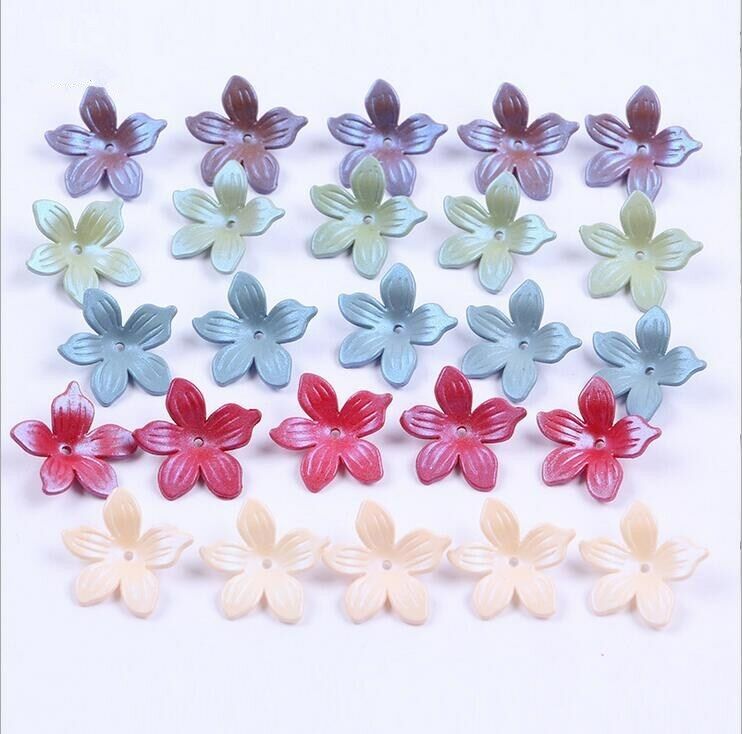 100pcs Mixed Acrylic Frosted flowers Beads Headdress flower accessories 19mm