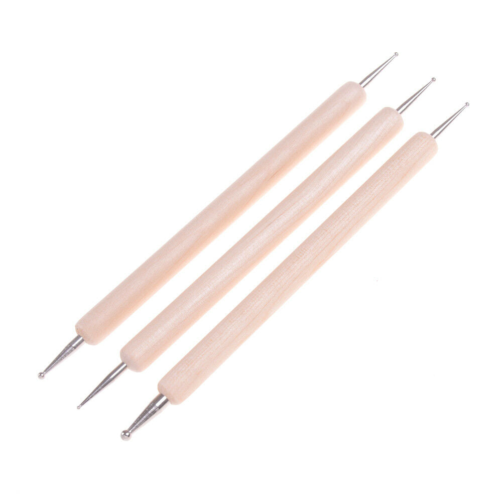 3x Ball Styluses Tool Set For Embossing Pattern Clay Sculpting Ho.l8