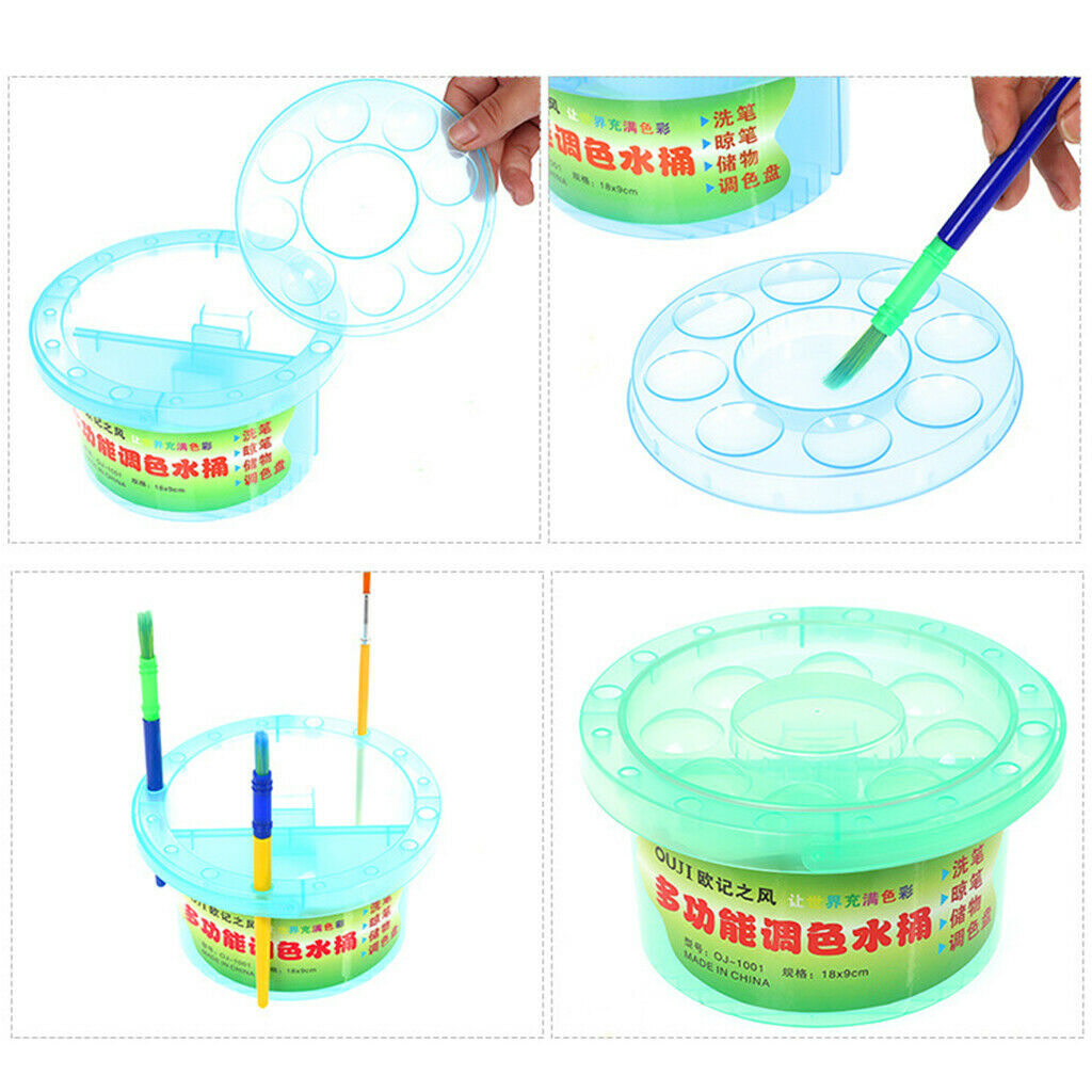 Paint Brush Basin Pot Round Brush Washer Kids Paints Palette Tray Brush Tool