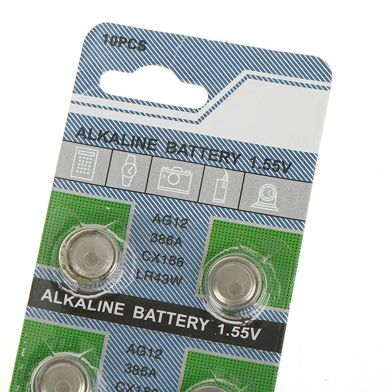 10Pcs Batteries AG12 LR43 L1142 SR43 386A Watch camera Coin Button Cell BatterBD