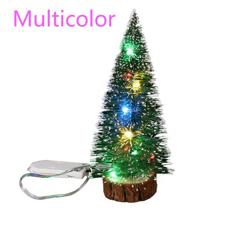 25cm Mini Christmas Tree With LED Light Ornaments Festival Table Decor Xmas Gift