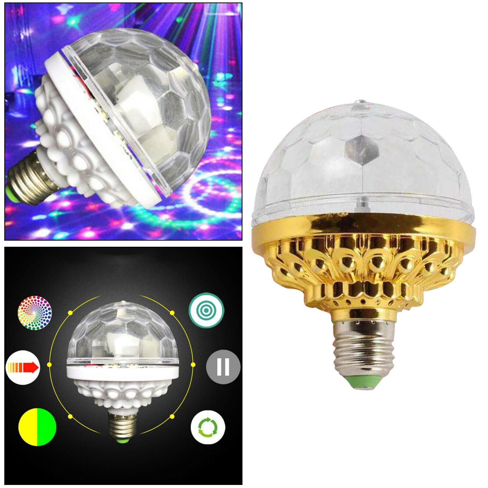 Rotating Auto Crystal Ball Bulb Disco Ball Light Party Light Club Decoration