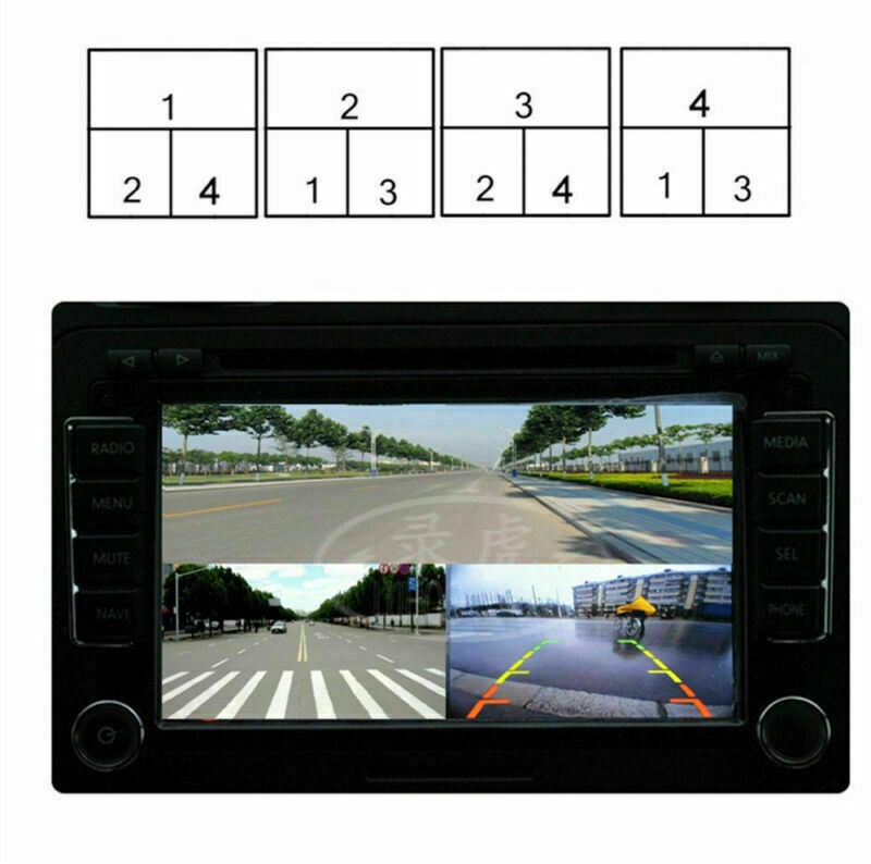 4 Way 360Â° Monitoring Split-Screen Control Box Car Parking View Camera VCR Image