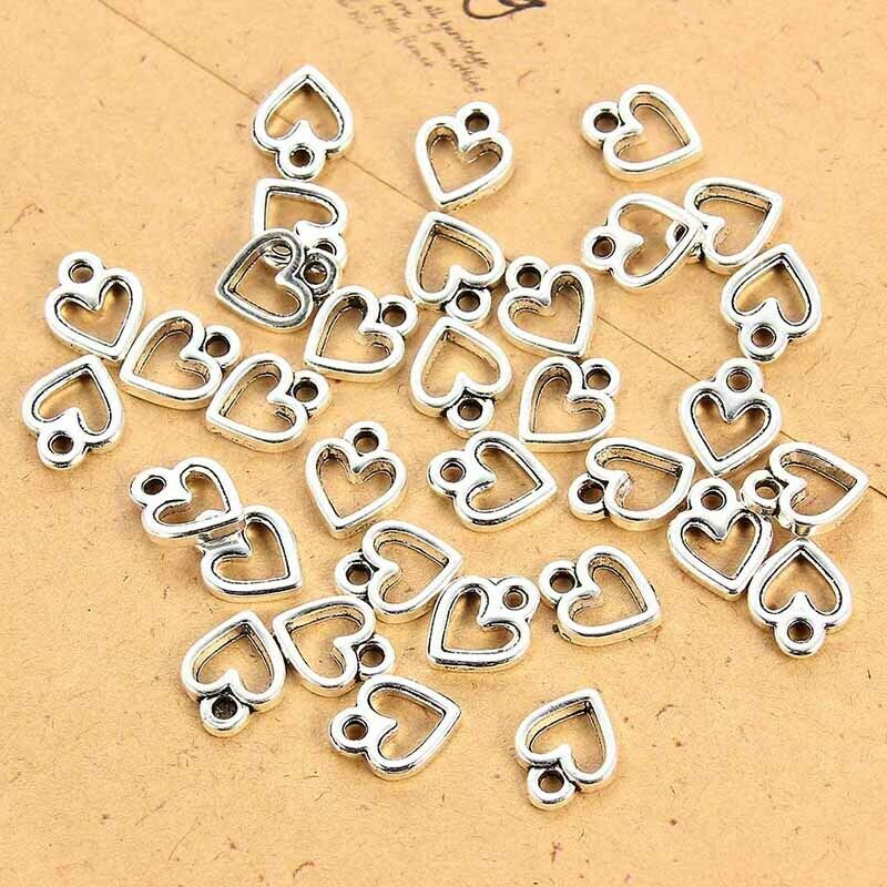 10pc Tiny Alloy Love Heart Charms For Jewelry Accessories DIY Necklace Bracelets