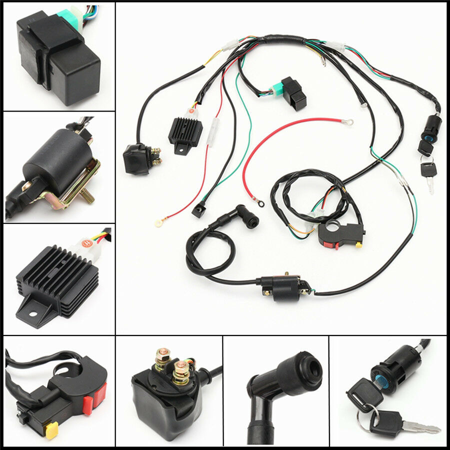 Wiring Harness Solenoid Coil Rectifier CDI Switch 50 70 90 110 125cc Quad Bike