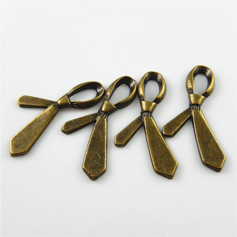 25 pcs Antiqued Bronze Necktie Alloy Pendant Charm Jewelry Art Craft 38*19*3mm