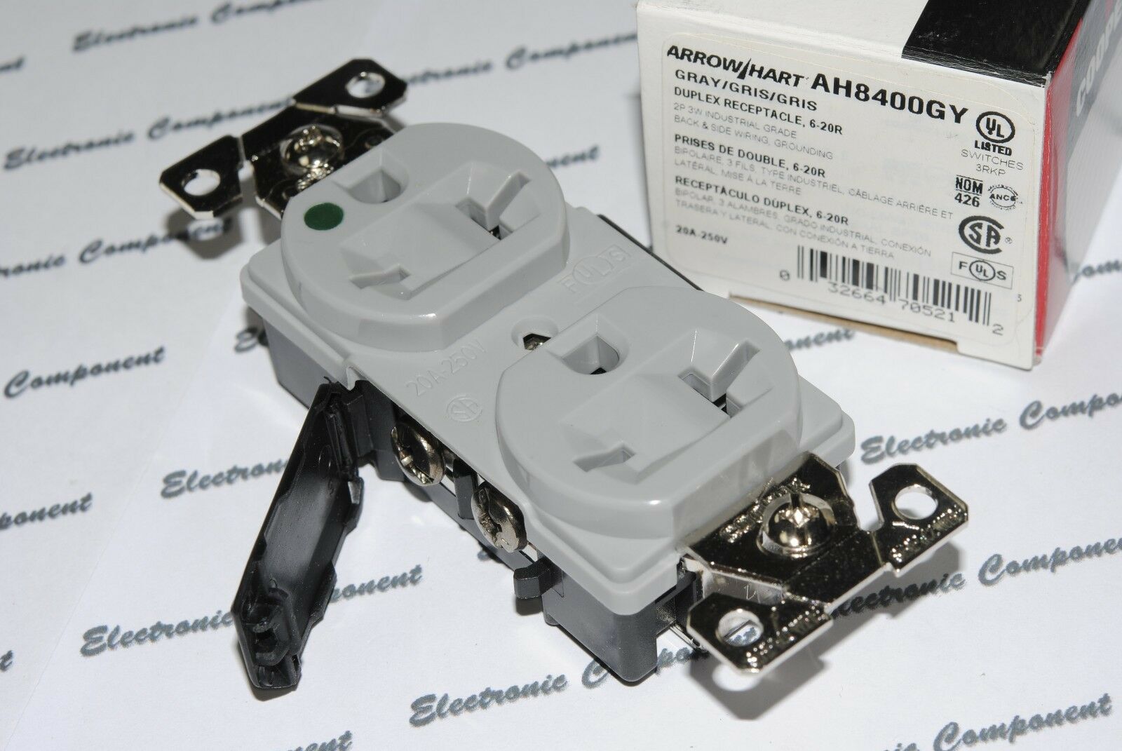 1pcs-COOPER WIRING AH8400GY Premium Hosptial Duplex Receptacle 20A-250V 6-20