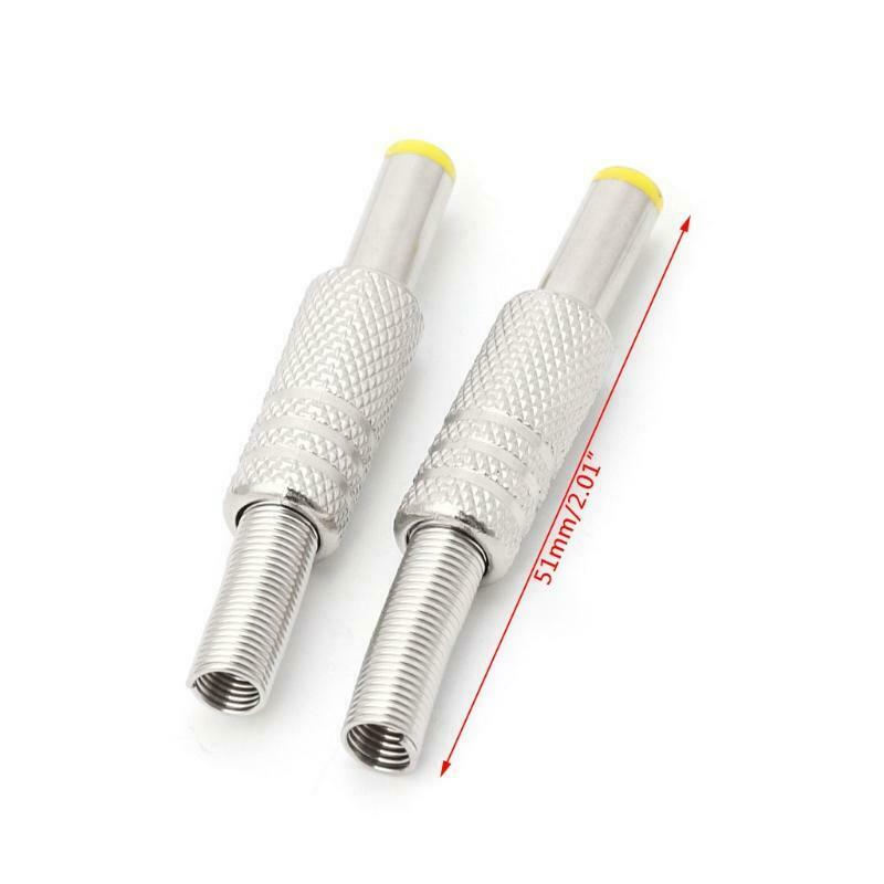 5 Pcs 5.5x2.5mm DC Power Jack Male Plug Metal Connector Adapter With Yellow Head